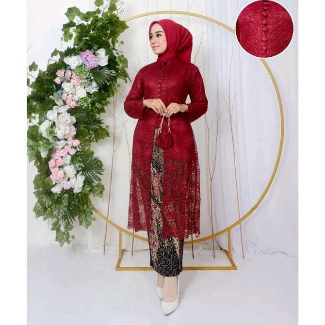 DS146 - Kebaya Tunik Brokat Modern Atasan Kebaya Kurung Kancing Seribu Model Busui Baju Kondangan Da