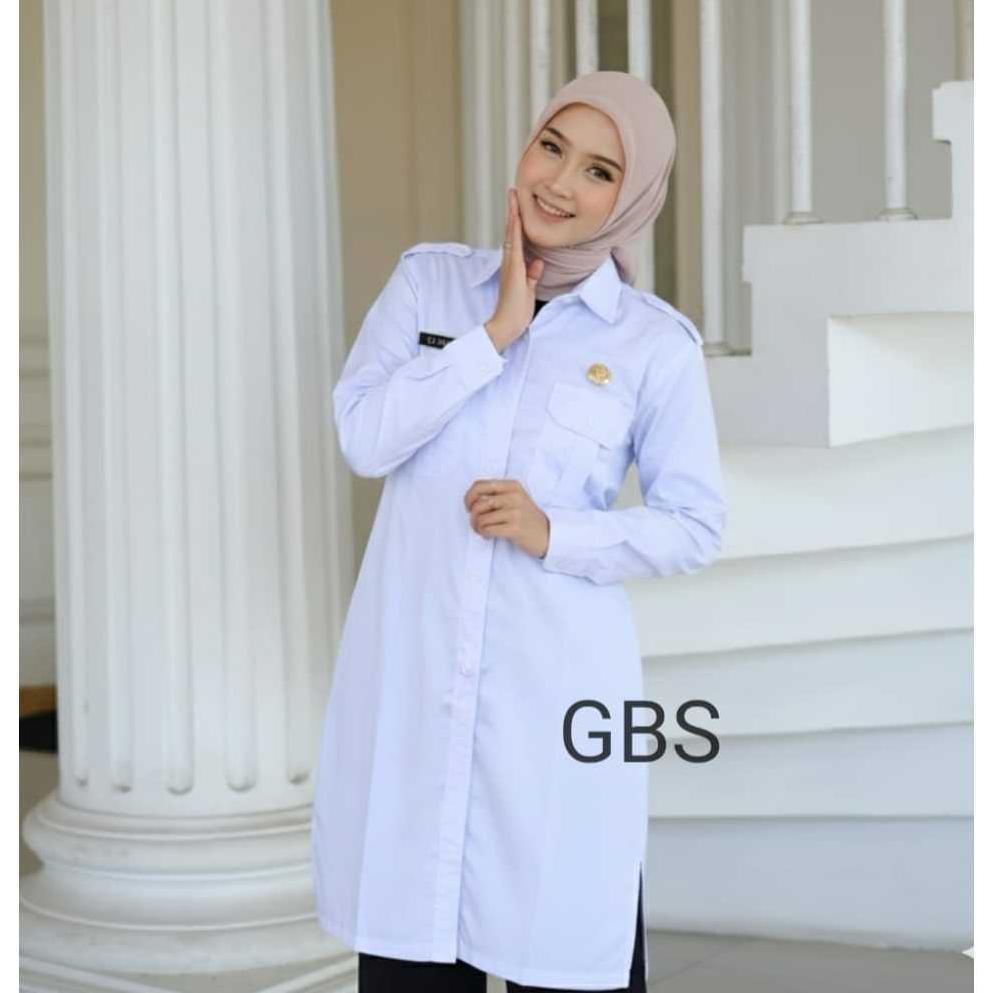 BEST SELLER TUNIK PDH WANITA PUTIH POLOS BAHAN AMERIKAN DRILL TEBAL ADEM DAN HALUS/ SERAGAM PUTIH AS