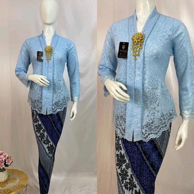 DV8 >> Setelan Kebaya Brokat Modern Floy Kartini Lengan Panjang Baju Kondangan Wisuda Lamaran Simpel