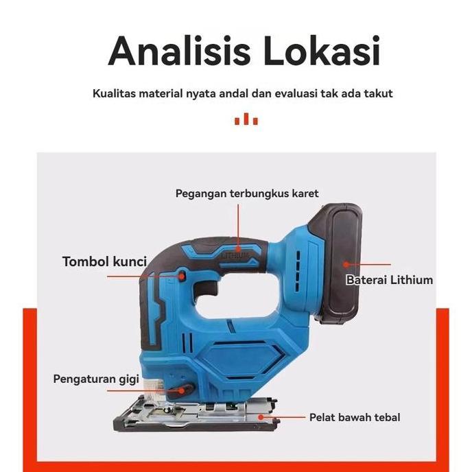 OSHAKAN Mesin Gergaji Jigsaw /Jigsaw tanpa kabel/Kayu Electric Jigsaw /gergaji triplek/gergaji listr