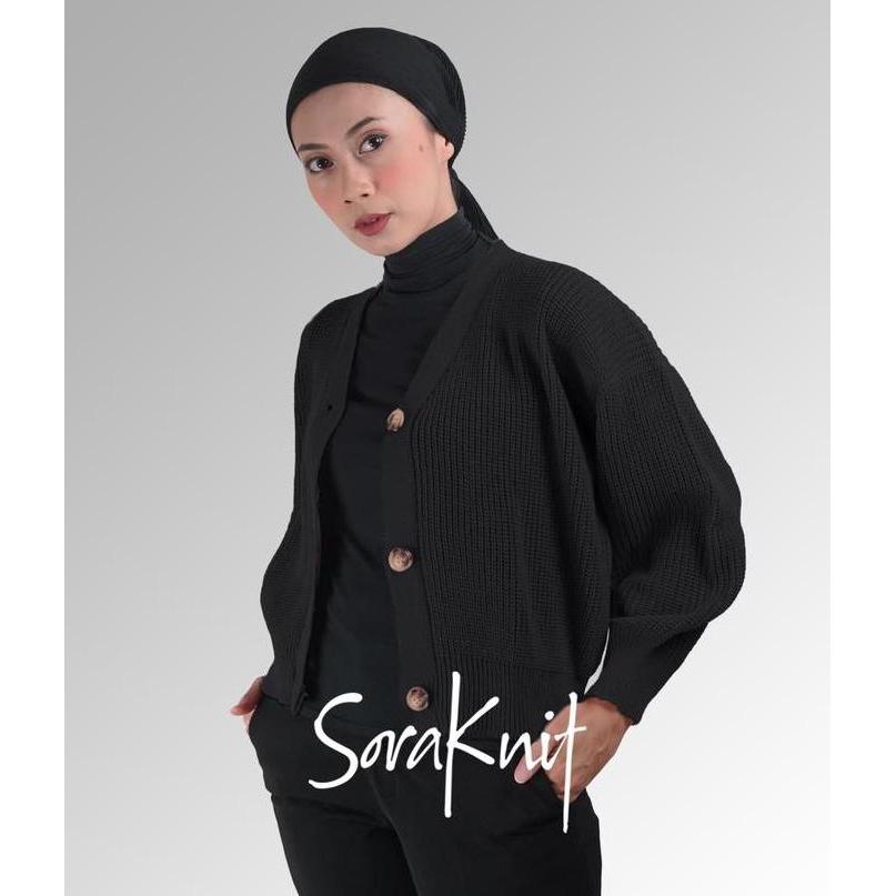 DI75 >> Premium Outwear Cardigan Rajut Kancing Crop Balon Wanita Pakaian Wanita Kardigan Asli Tebal 