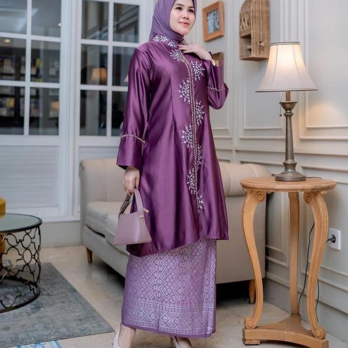 DV258 >> Kebaya setelan songket - Atasan kebaya modern dan elegan 2024 - kebaya Hitam songket wisuda