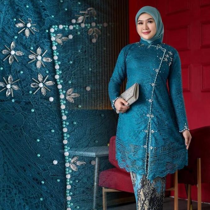 DF207 >> New Proudct One Set Baju Kebaya Janggan Brokat Payet Jumbo XXXXL Ld 130 Cm Kebaya Tunik Jan