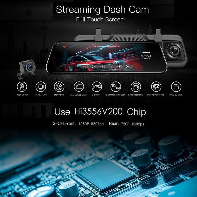 Kamera Mobil Depan Belakang DVR Dashcam Touch Screen Spion DVR 1080P