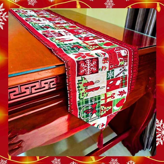 Promo Taplak Meja Natal 180 cm Bulat & Segi  Polyester  Elegan Cantik Ruang Tamu Diskon