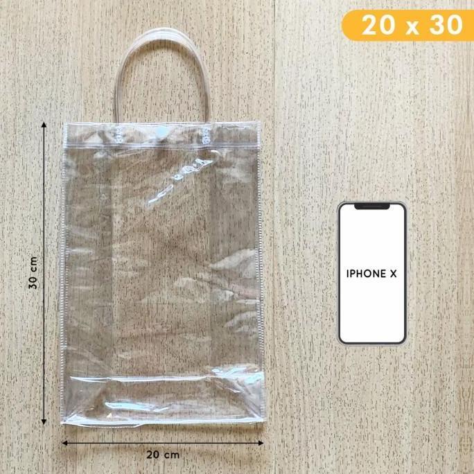 Tas Plastik Mika Transparan / Hampers / Tote Bag PVC Uk. 20 x 30 cm