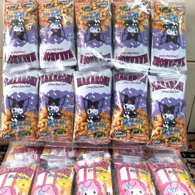 bardesiaa - makaroni @100 pcs - snack makaroni rasa original dan pedas daun jeruk - kemasan karakter