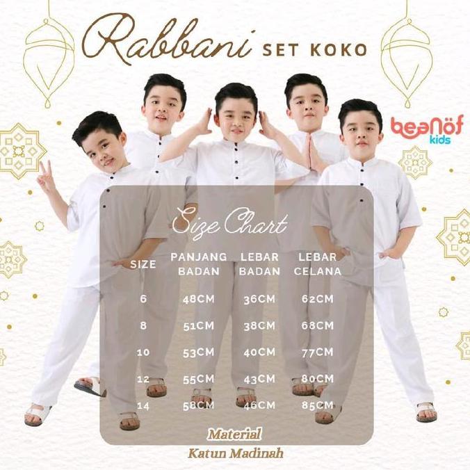 Koko Rabbani set celana koko putih lengan pendek setelan celana koko anak katun