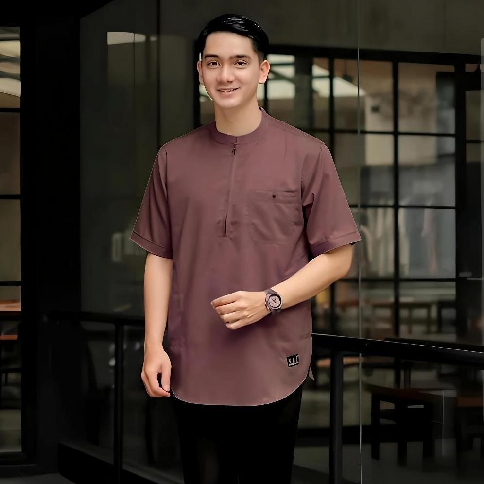 Grade Ori Baju Koko Kurta Resleting Pria Terbaru Lengan Pendek Bahan Toyobo Import Premium Bahan Teb