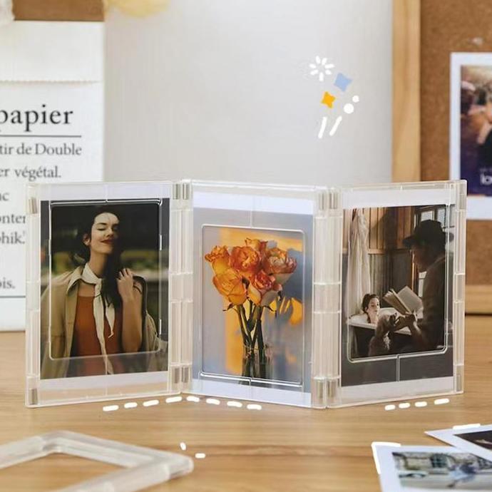 Vixplorn Acrylic Magnet Album Polaroid Photo Frame Picture Display Holder Bingkai Foto Magnetik Dapa