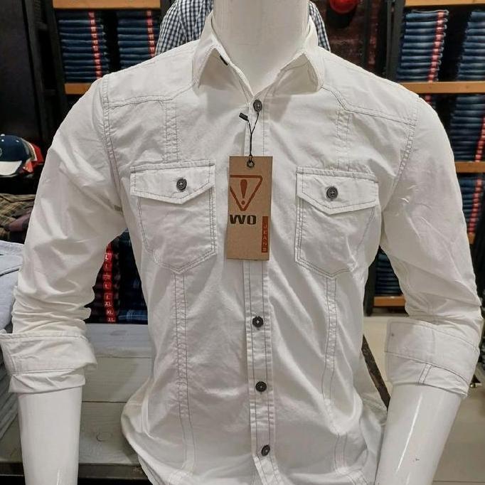 KEMEJA WATCHOUT ORIGINAL SLIMFIT PUTIH POLOS