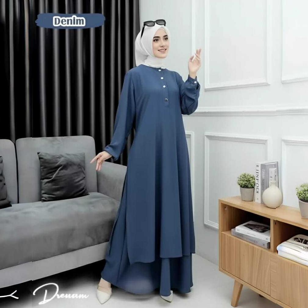 Harga Miring Gamis Wanita Abaya Malaysia Crinkle Polos Quensa Dress