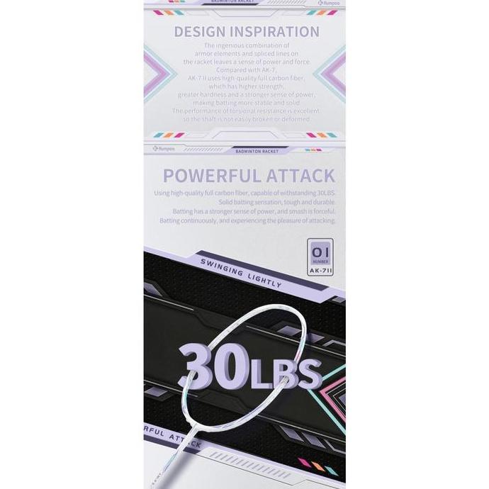 Kumpoo Badminton Racket Ak-7 Gen II Power Control 4U 5U 30lbs | Raket Bulutangkis Ak7 Gen 2 30 lbs