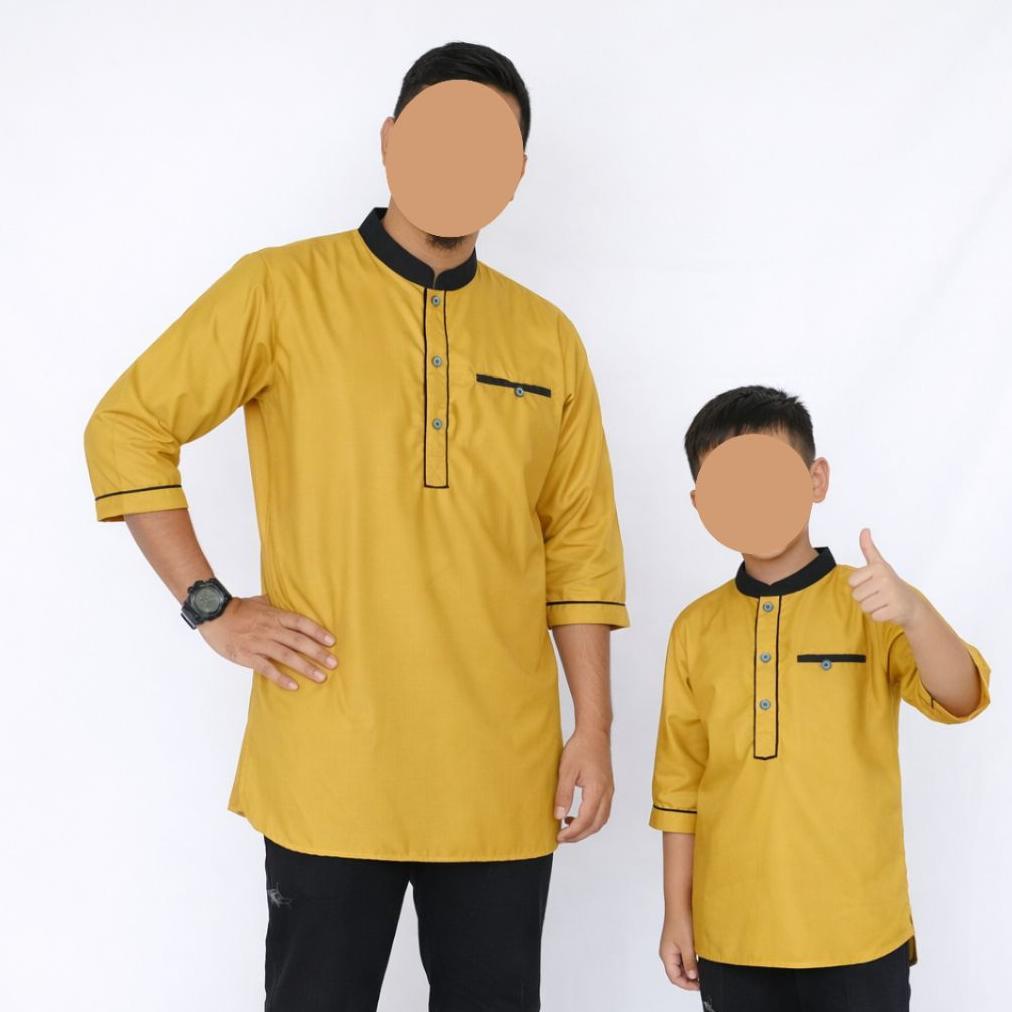 Limited Baju Koko Kurta Pria Couple Ayah Dan Anak Laki Laki Lengan 3/4 Bahan Toyobo Royal Mix Warna 