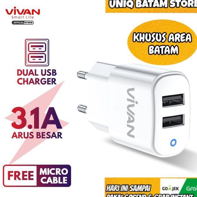 VIVAN CHARGER 3.1A VP01 + FREE KABEL MICRO [ BATAM ]