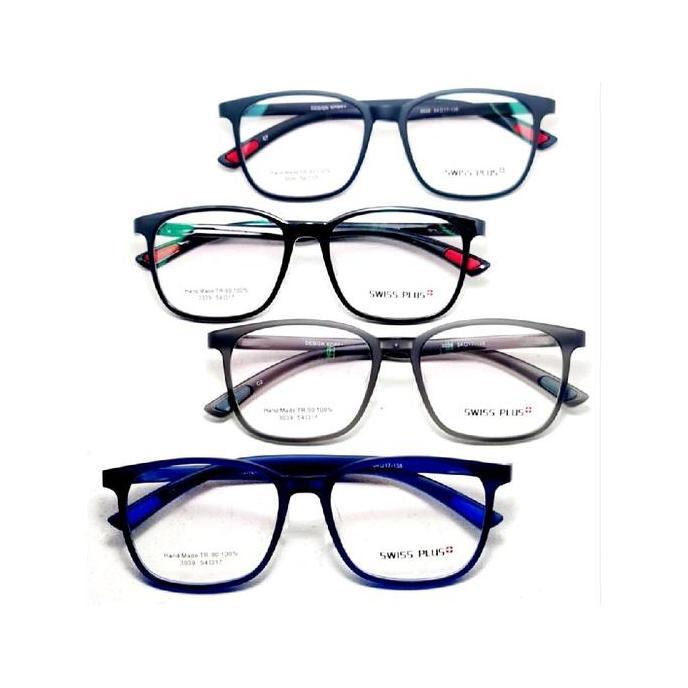 New  Frame Kacamata Swiss plus 3039 54-17-138 nosepads plastik elastis flexibel lentur