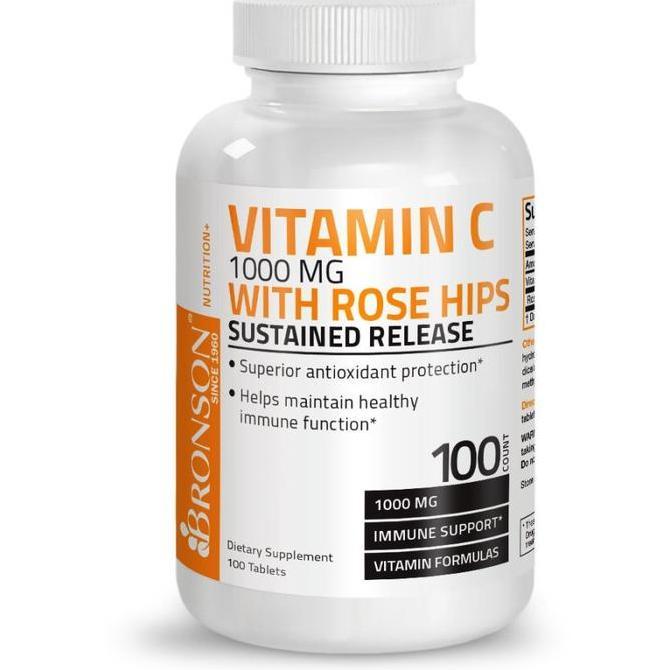 Bronson Vitamin C 1000mg with Rose Hips Dietary Supplement 100 Tablet