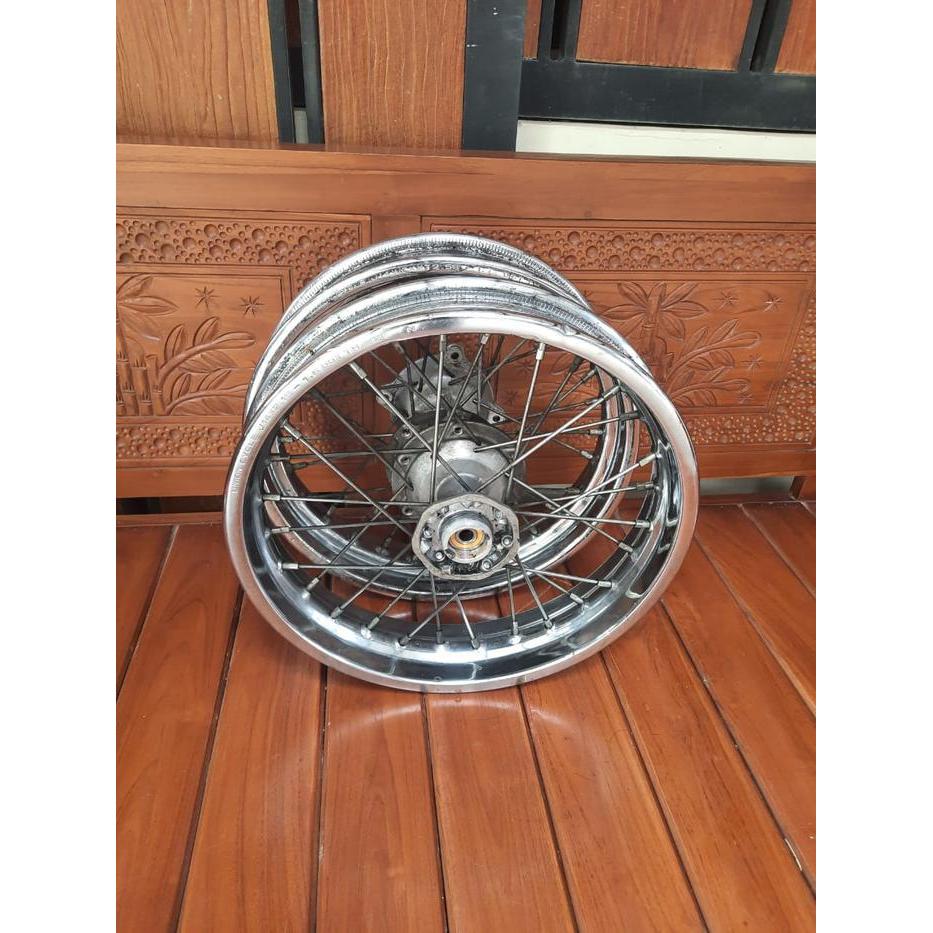 VELG SET, RODA SET, PELEK SET MOTOR KLX/D-TRACKER MODEL OLD RING 14"