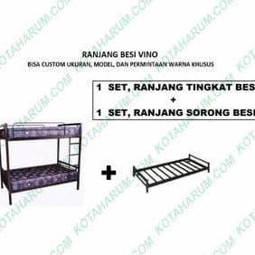ranjang bed besi susun tingkat 3 orang vino putih bogor selatan