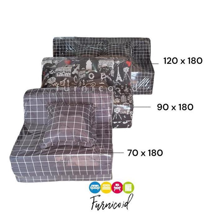 Kasur Busa Lipat Travel Bed Sandaran Sofa Anak