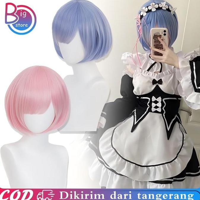 Wig Rem Cosplay Ram Rem Wig Anime Re:Life In A Different World From Zero Cosplay Ram Rem Wig Rem Re 