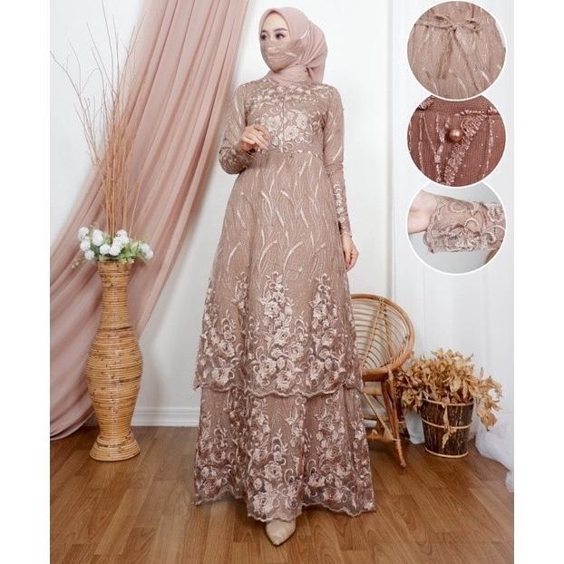 GAMIS TILLE TINGKAT / DRESS KONDANGAN / GAMIS TILLE FULL BRUKAT / GAMIS BUSUI / GAMIS PESTA / GAMIS 