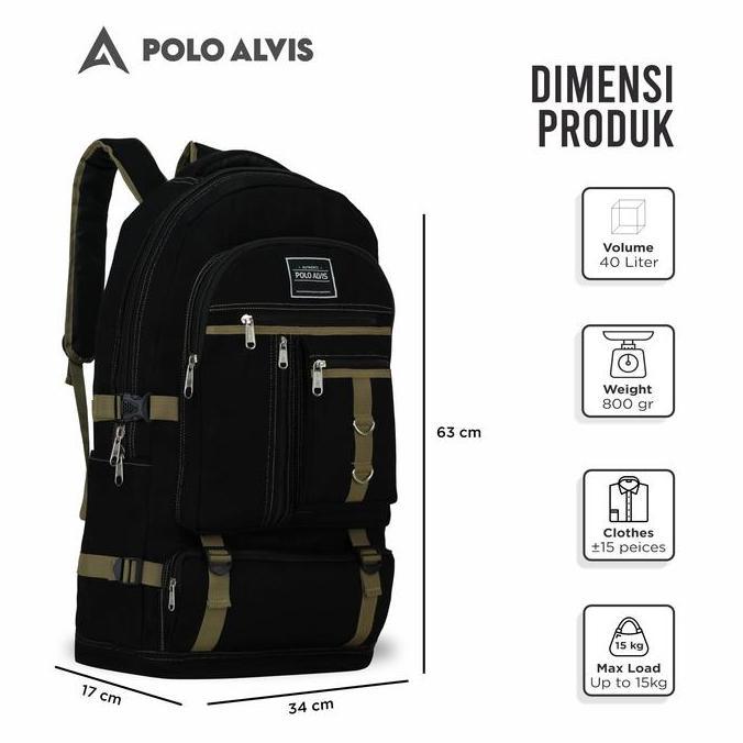 POLO ALVIS - Summit Elgon Tas Gunung Ransel Besar Muat Banyak Pakaian Cocok untuk Travel Mudik Beper