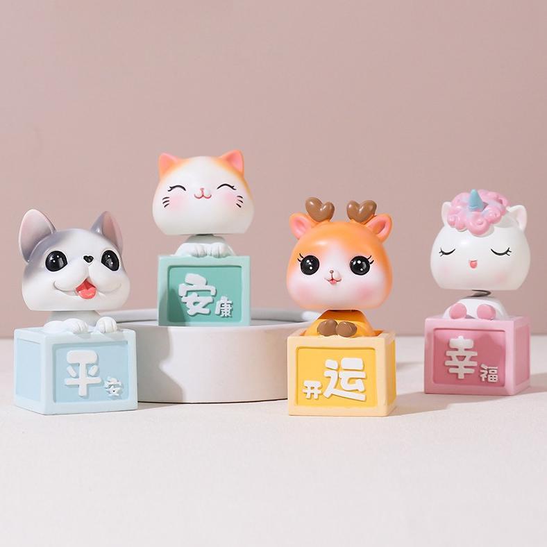 Bobble Head Kepala Goyang - Pajangan Dashboard Mobil Dekorasi Aksesoris Kucing Rusa Unicorn Anjing