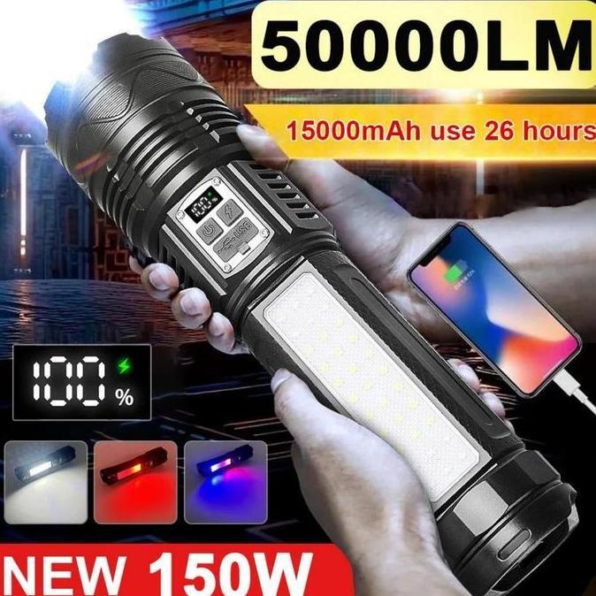 Lightflas- Baru Senter Led S71 Super Terang Dengan Sumber Cahaya Ganda 50000 Lumens 26650 Senter Tak