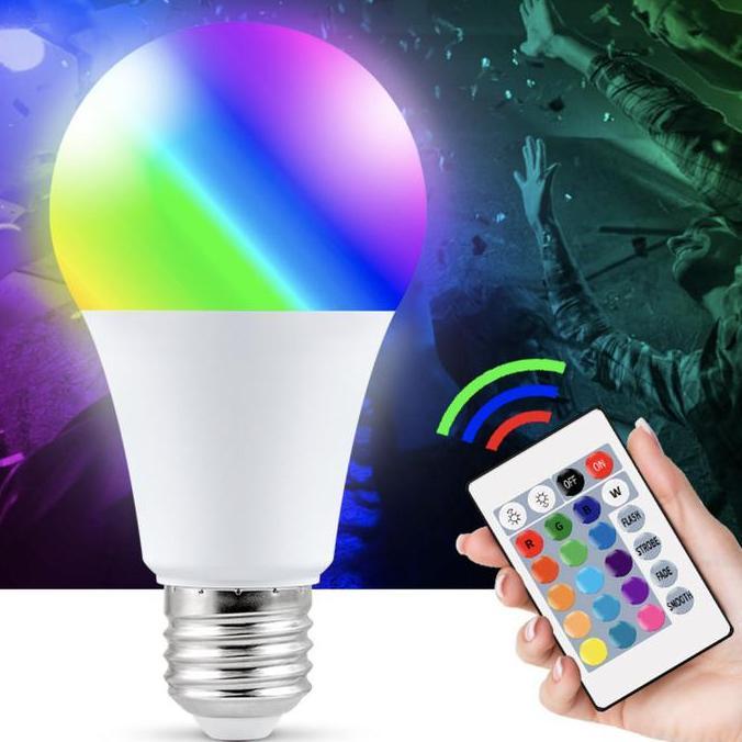 Lightflas- Lampu Bohlam Led Smart Rgb E27 Bulb 5W Bholam Bolam Softbox Remote