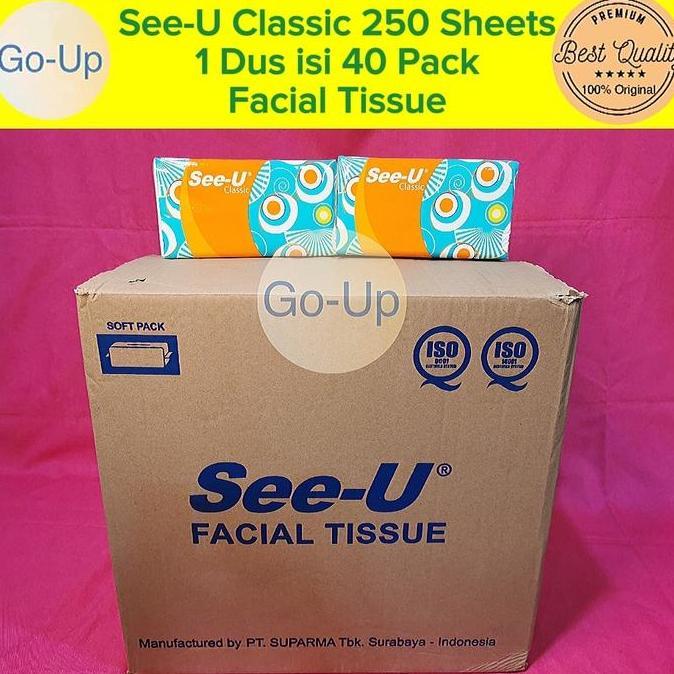 Cplokk- [1 Dus = 40 Pack] Tisu See-U Classic Facial Tissue 250 Sheets 2 Ply Murah Grosir