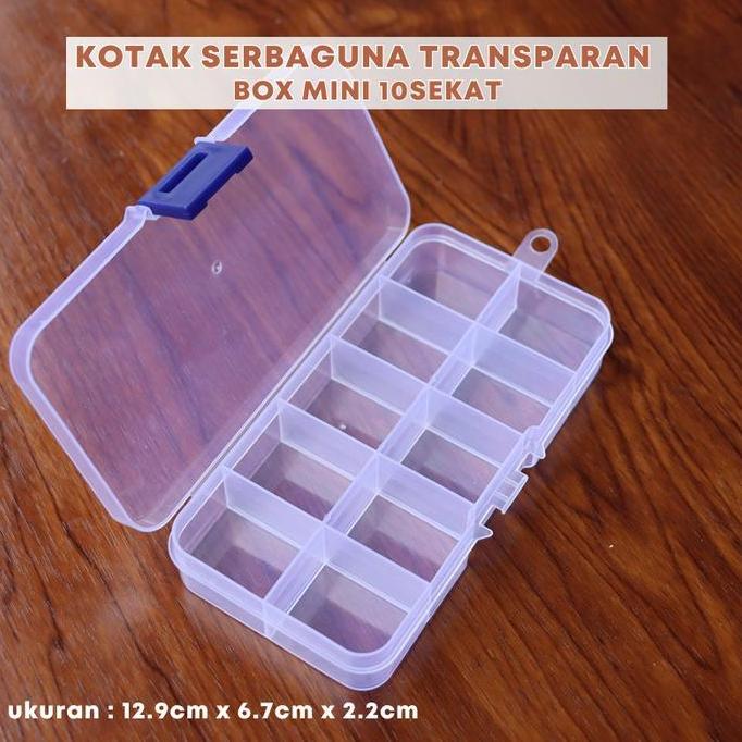 Ultitime- Kotak Serbaguna Transparan Sekat 10 Bahan Plastik/Box 28Kolom Hiasan Nailart