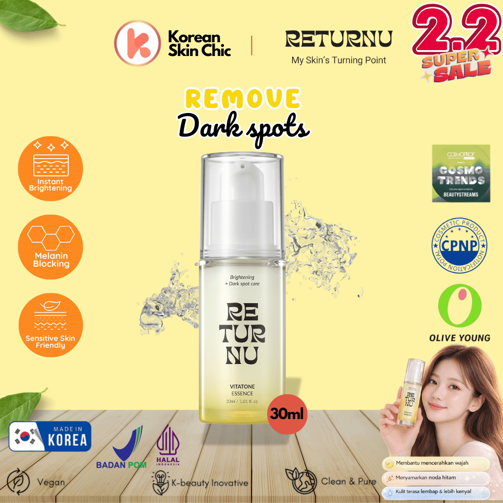 RETURNU Vitatone Brightening Essence Serum Korea Korean Skincare 30ml