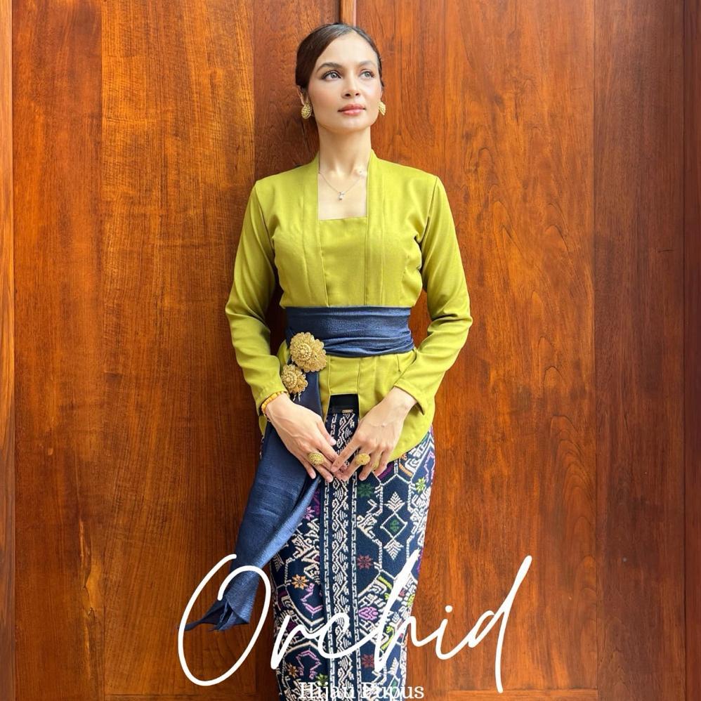 Hot Deals Setelan Kebaya Bali Orchid Chifon | Set Kebaya Kutubaru Bali Lengan Panjang | Kebaya Polos