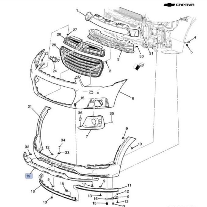 Plate Frt Bumper Lower Plate Bumper Bawah Captiva Fl 2 Fl 3 Hitam Ori