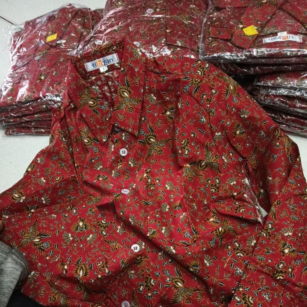 DISKON BAJU BATIK MERAH LENGAN PANJANG SD , BATIK SEKOLAH, SERAGAM BATIK SEKOLAH SD ,