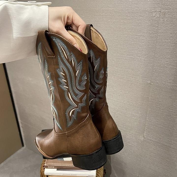 Hot Sale Sepatu Kulit Koboi Cowboy Wanita, Women'S Western Cowboy Fashion Boots