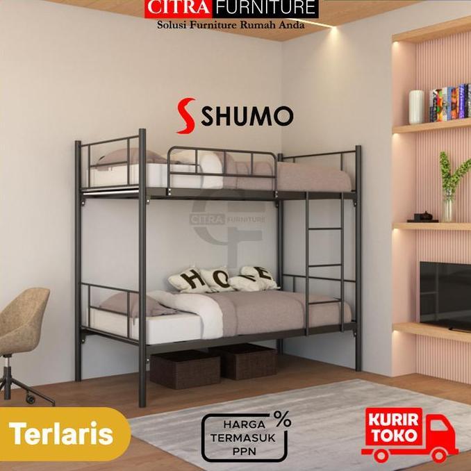 SHUMO Ranjang Tingkat Besi Kasur 100 / 100 | Bunk Bed Minimalis Susun