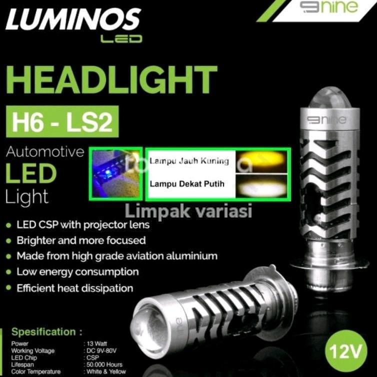 HOT Bohlam led LUMINOS 9 nine h6 H4 Ls2 Ls3 Lampu Led Depan H6 Luminos LS2 Ls3 COB Laser Bebek Matic
