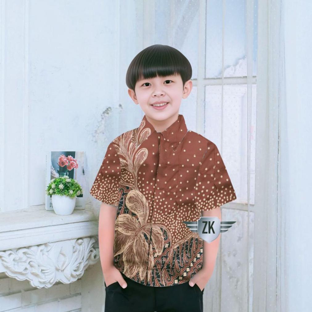 FREE ONGKIR BATIK ANAK LAKI-LAKI LENGAN PENDEK  MODERN UMUR (2-12 TAHUN) BISA BUAT SERAGAM HAJATAN/S