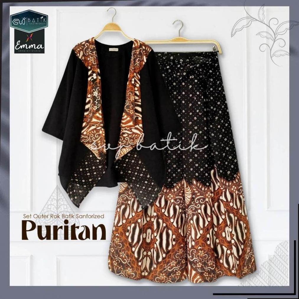 FREE ONGKIR SET BATIK WANITA AESTHETIC OUTER DAN ROK TERBARU MOTIF BATIK EKSKLUSIF ORI BRAND SVJ BAT