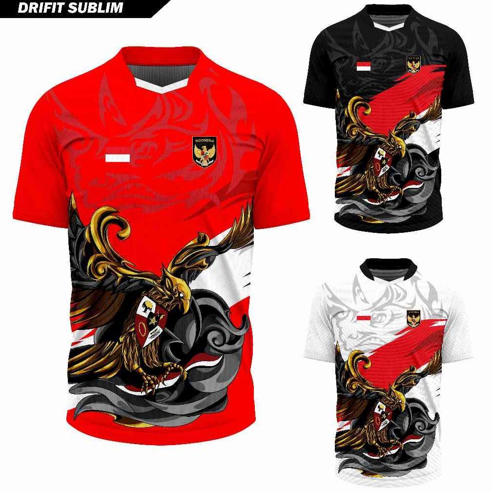 BEST SALE Jersey Olahraga Garuda Merah Putih Baju Futsal Kaos Voli Atasan Badminton Running