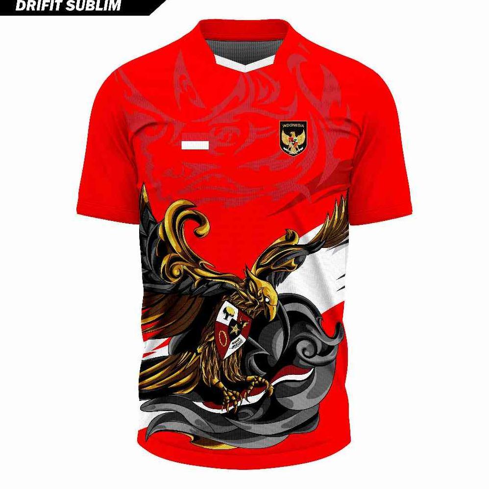 TERMURAH Jersey Olahraga Garuda Merah Putih Baju Futsal Kaos Voli Atasan Badminton Running