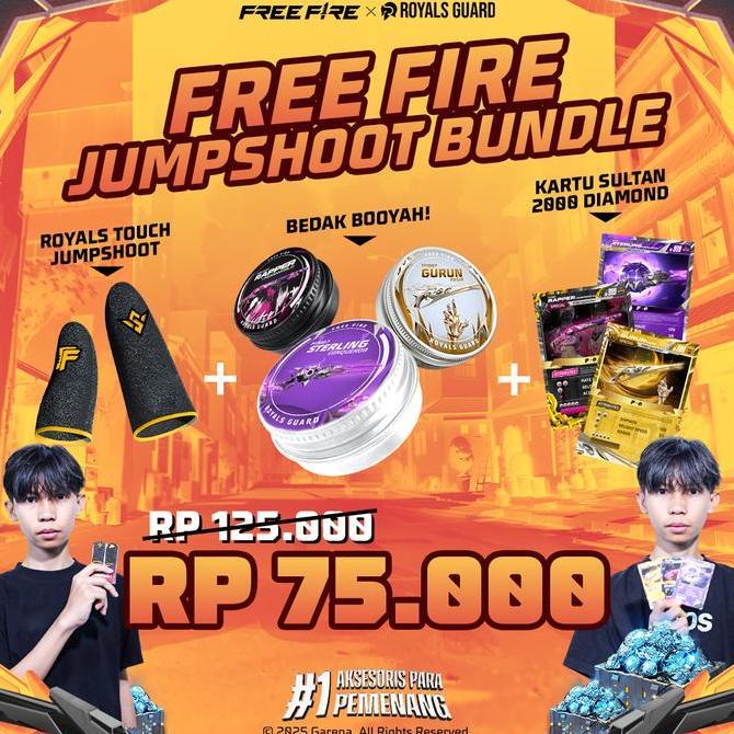 [FREE FIRE JUMPSHOOT BUNDLE] - Bedak Booyah Royals Dust Solo + Royals Touch Jumpshoot Sarung Jempol 