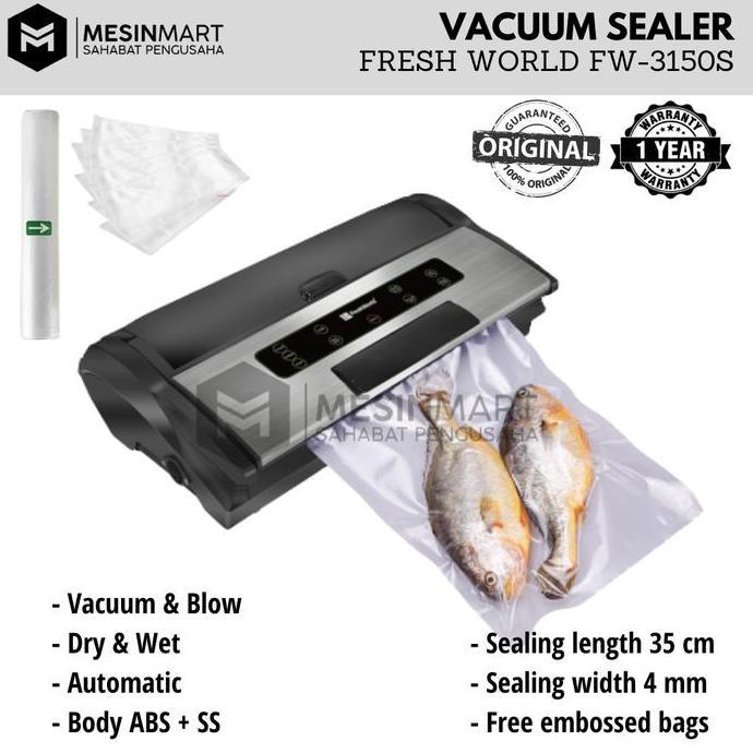 Vacuum Sealer/ Pengemas Vakum FRESH WORLD FW-3150S (Bisa Basah & Tiup)