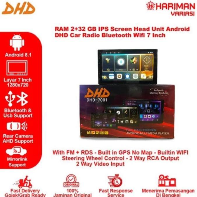 zakisellerdups - head unit double din android dhd-7001 7 inch ram 2+32gb universal