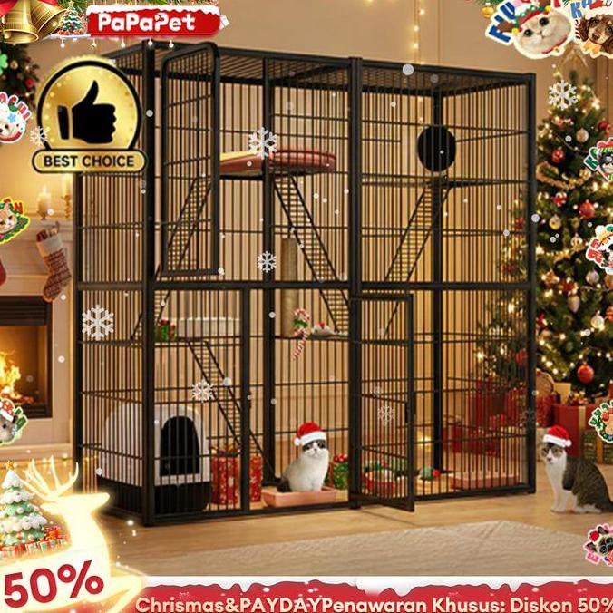 zakisellerdups - promo natal kandang kucing jumbo premium aluminium tenda bonus kasur pet house cats