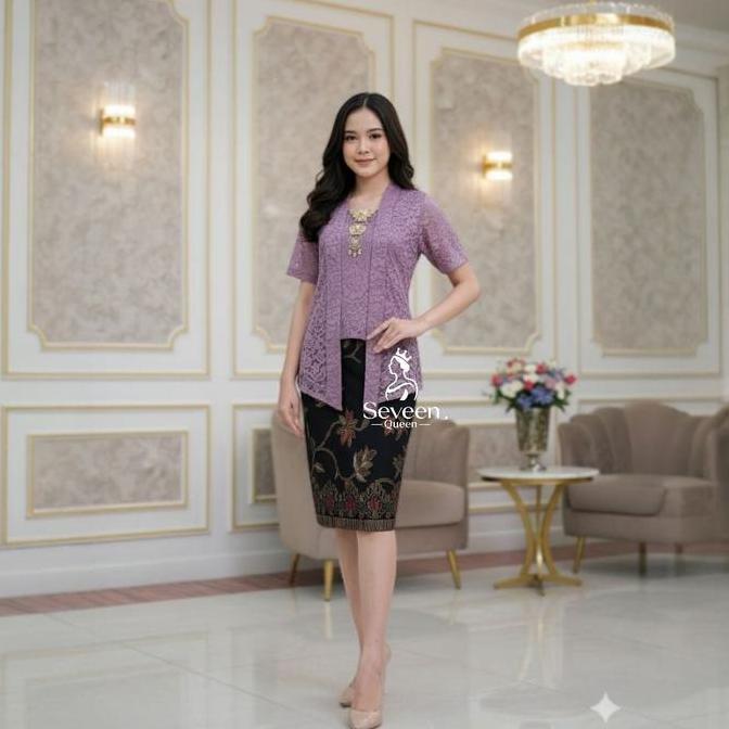 Promo One Set Kebaya Kutubaru Bruka Mix Rok Pendek Setelan Kebaya Nadhira Kutubaru Lengan Pendek Baj