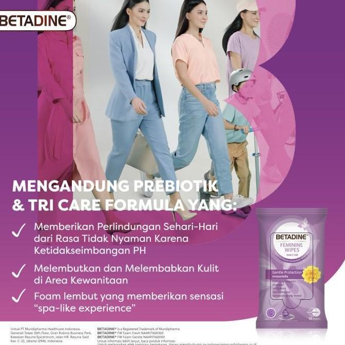 Muginomi- Betadine Feminine Wipes Tissue Basah Pembersih Kewanitaan Triple Pack