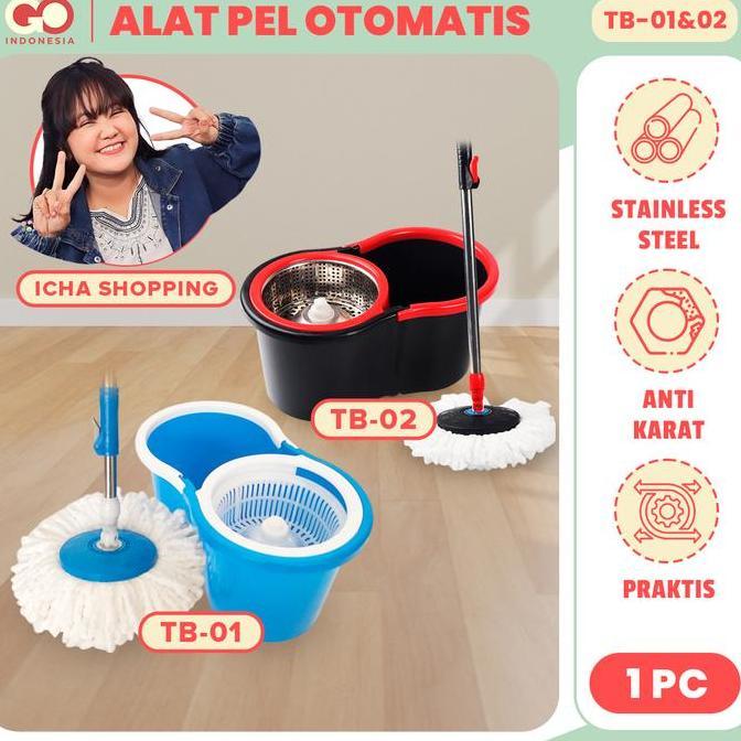 tokobambang_mas - go x icha pel lantai spin mop dengan ember pel putar untuk pembersih lantai